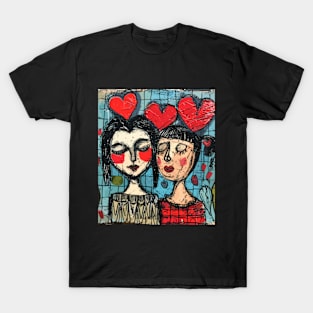 Lesbian Couple 2024 Valentines Day Drawing T-Shirt